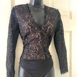 H&M new w/tags nude and black bodysuit.